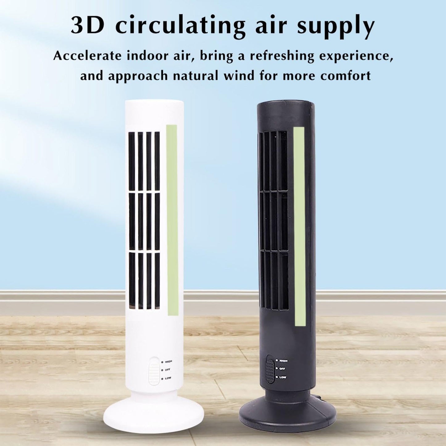LSRXCBRTY Compact Tower Fan for Bedroom - ABS Bladeless Cooling with Dual Wind Modes, USB-Powered & Space-Saving (Home/Dorm Use) (black)