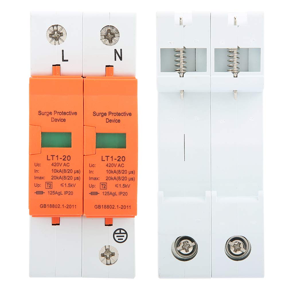 2 Pole 1 Piece Device DIN Rail Mount Protector Low Voltage Device 10-20KA 420V Electronic