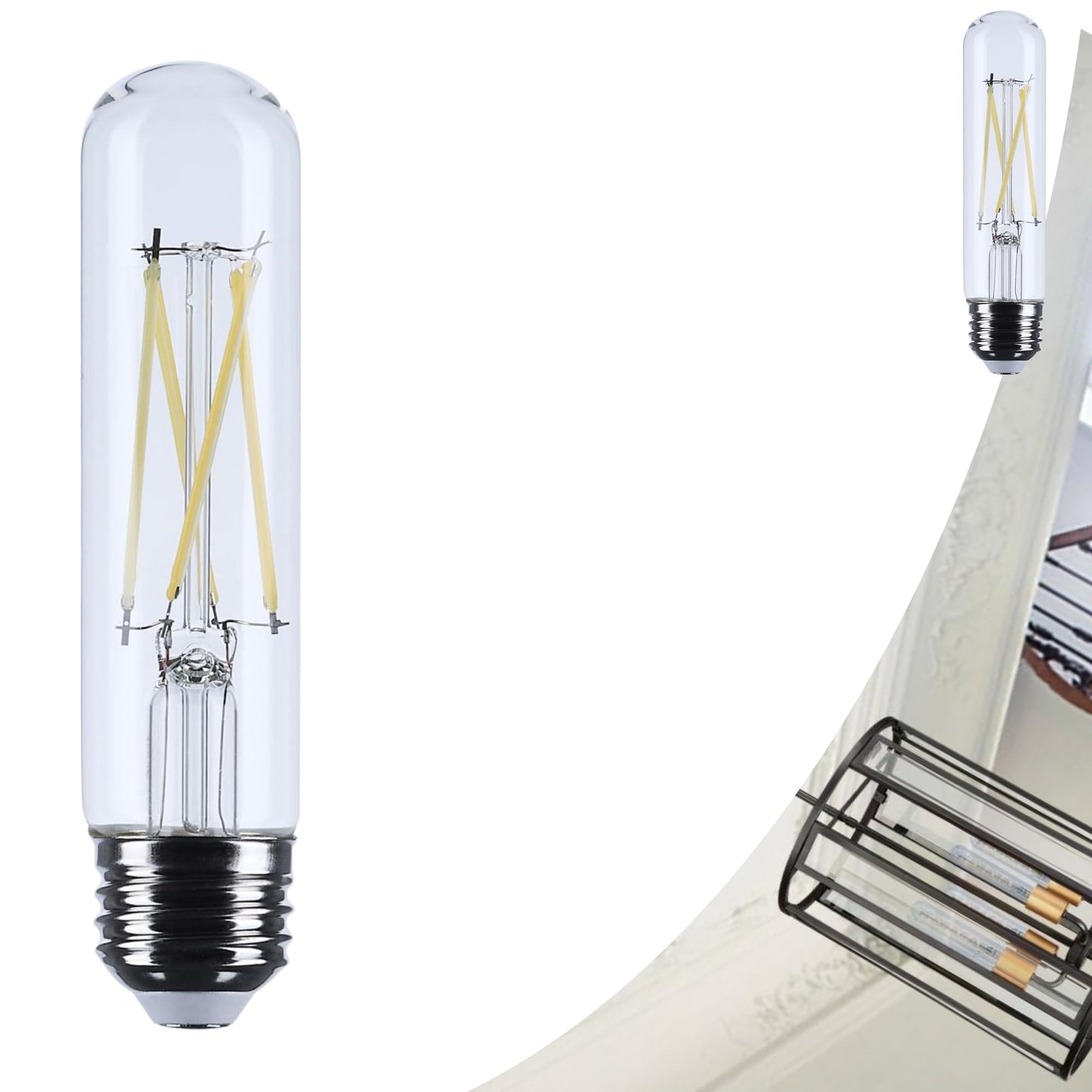 Satco 5.5W T10 LED Light Bulb 3500K Neutral White 450 Lumens Clear 300 Degree Beam E26 Medium Base 92 CRI Dimmable Wet Rated IP65 Enclosed Fixture