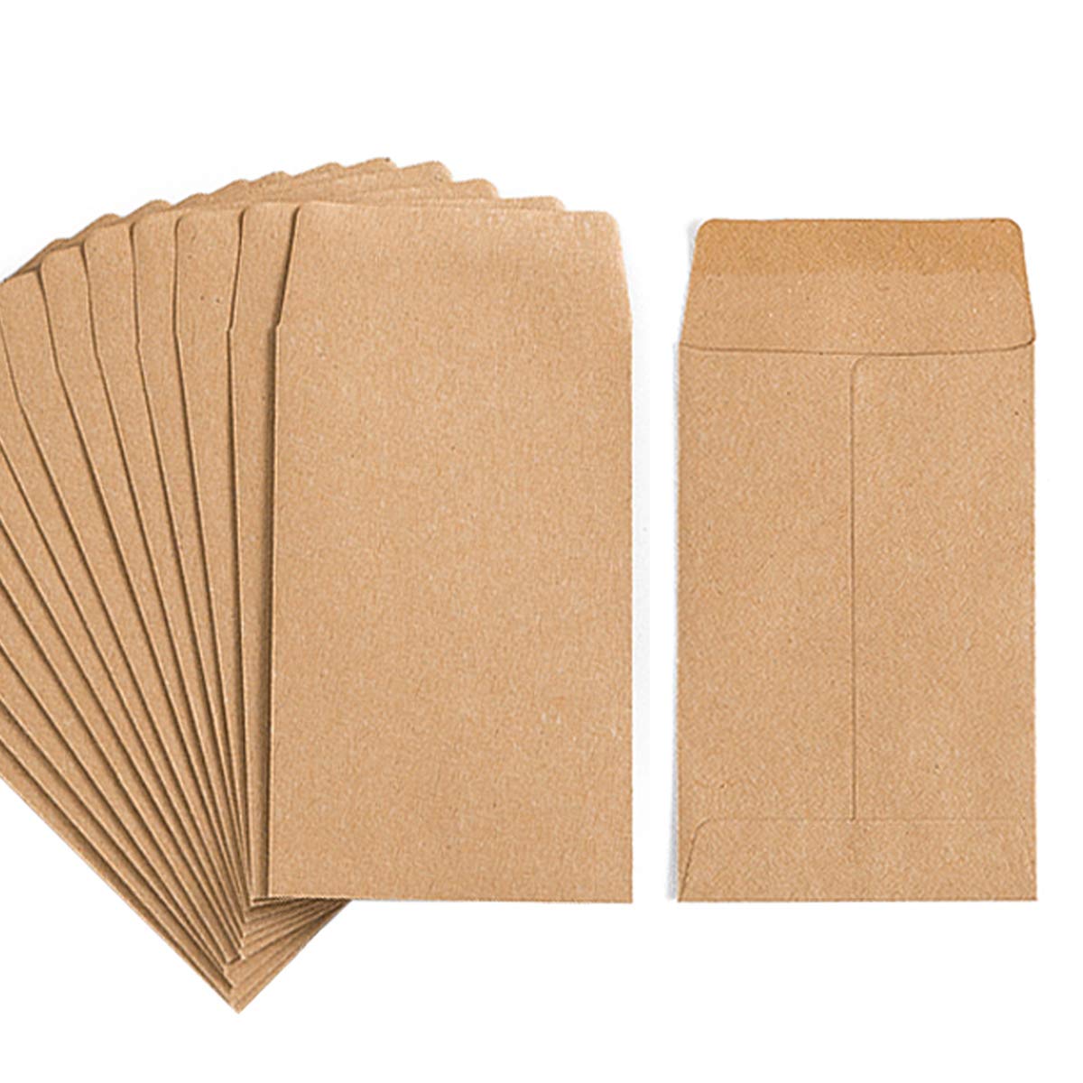100 Pack Small Coin Envelopes Self-Adhesive Kraft Paper 2.25"×3.5"