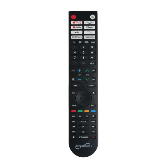 Supersonic SC-326 Universal Remote Control for Smart TV with HotKeys for Streaming, Controls 4 Devices, 10 Programmable Favorite Channels, DVD Player