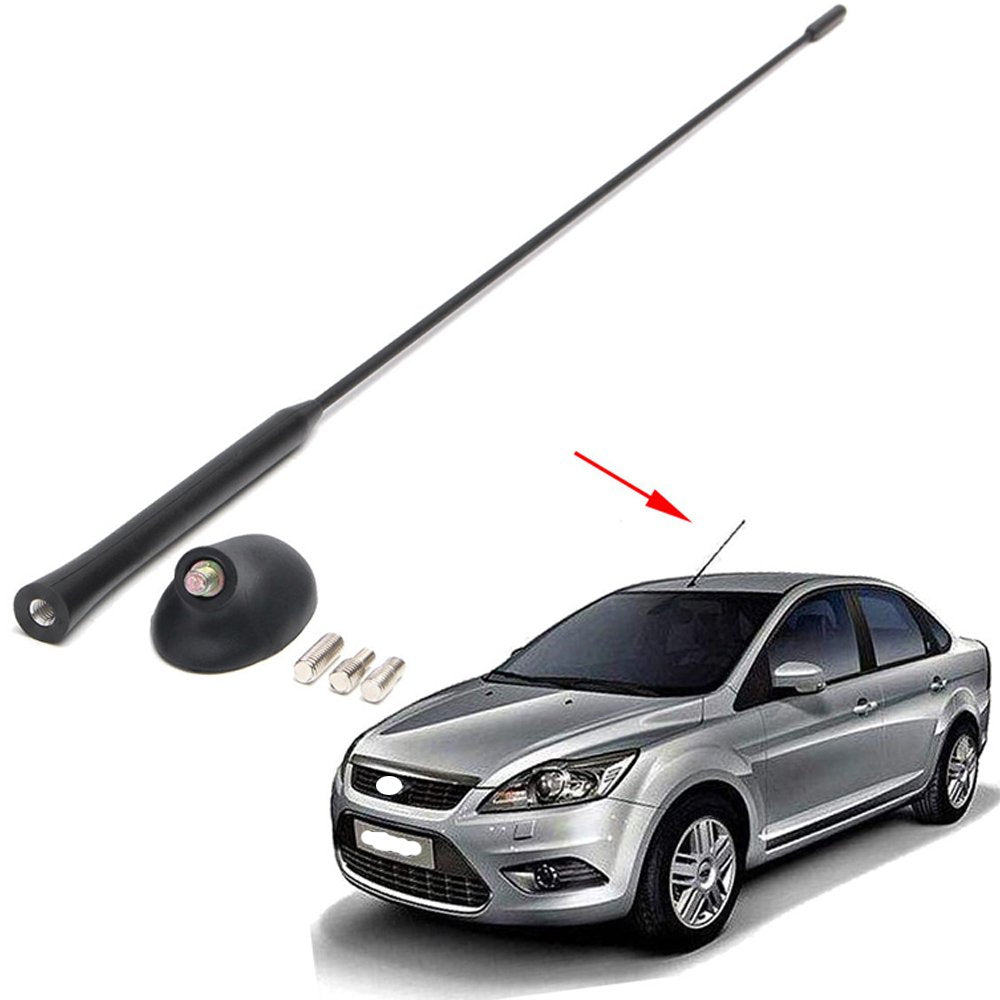 PolarLander Car Styling Roof AM/FM Aerial Black Antenna Mast Signal with Base Kit for Ford Focus 2000-2007