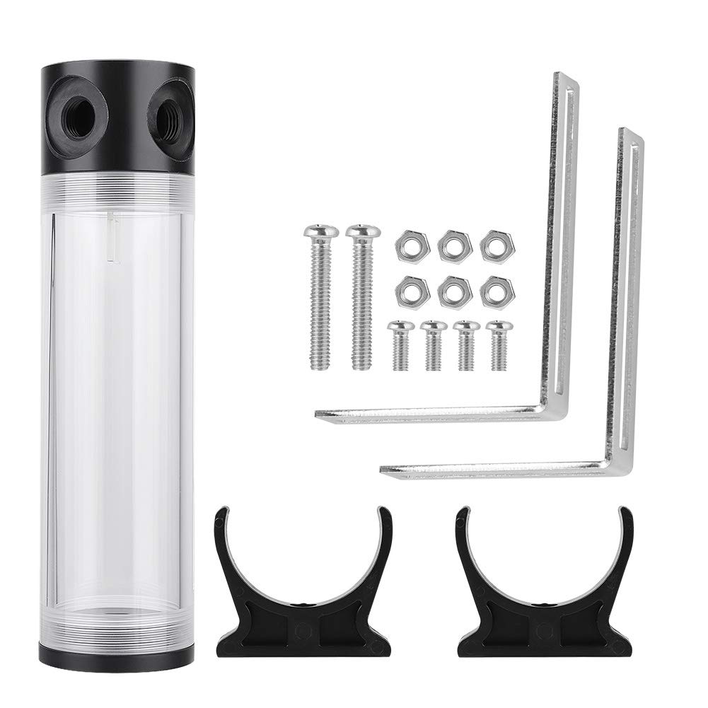 Water Cooling Reservoir, PC Water Reservoir 190mm*50mm Diameter G1/4'' POM Cylindrical CPU Water Cooler Reservoir System Heat Sink Kit Cooling Acrylic