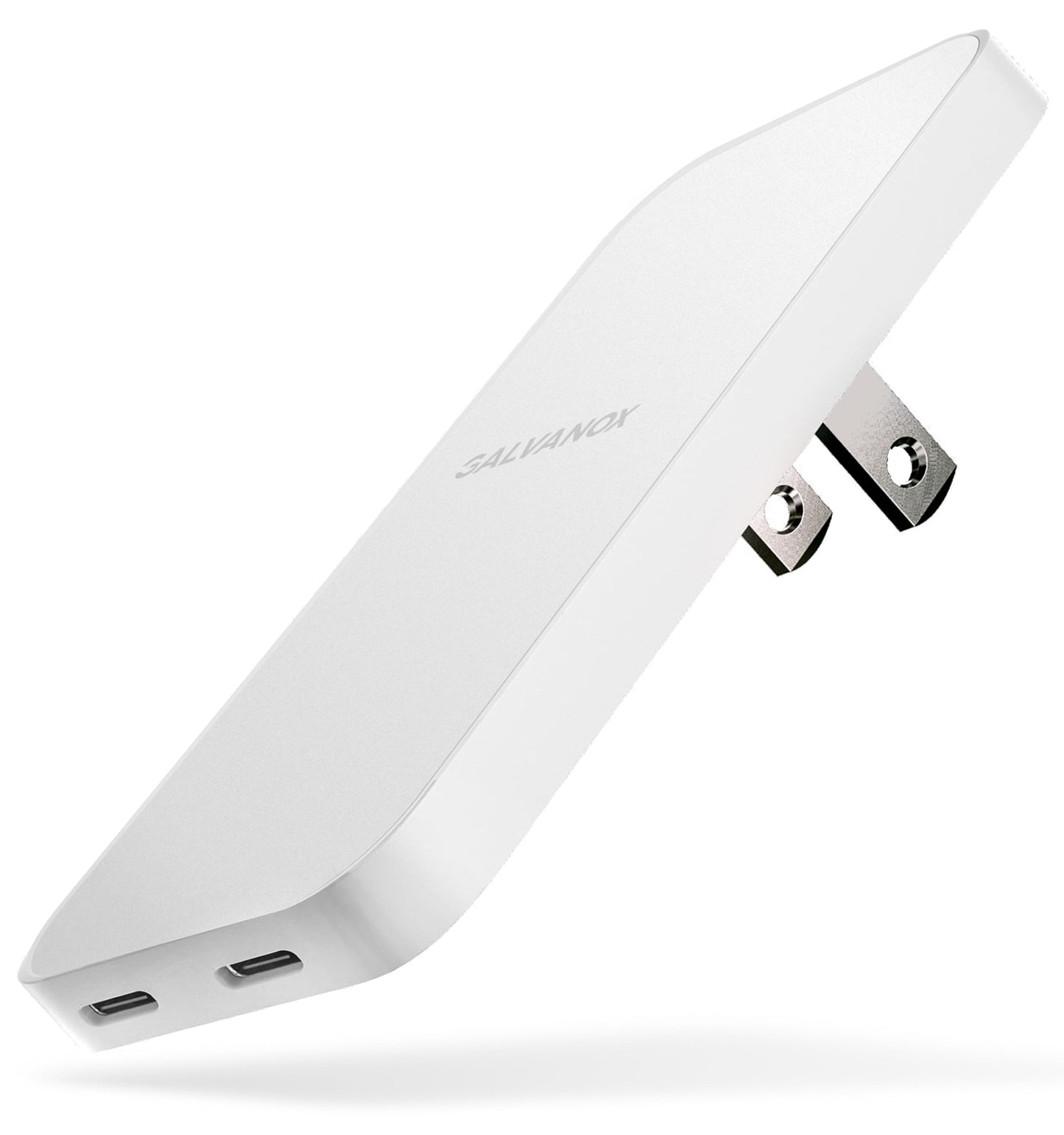 Galvanox Dual USB-C Flat Wall Charger - Super Fast Charging (35W) Ultra Slim Outlet Plug, Multi Port Type C for iPhone 16/17 Pro Max and Samsung