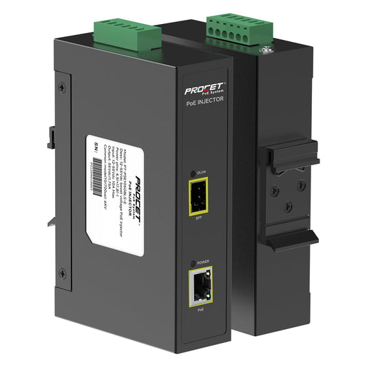 PROCET Gigabit PoE Injector 95W SFP Uplink PoE++ Power Injector DIN Rail, 6KV Surge Protection, -40°F to 149°F for UniFi/Sisco Wireless AP, PTZ AI