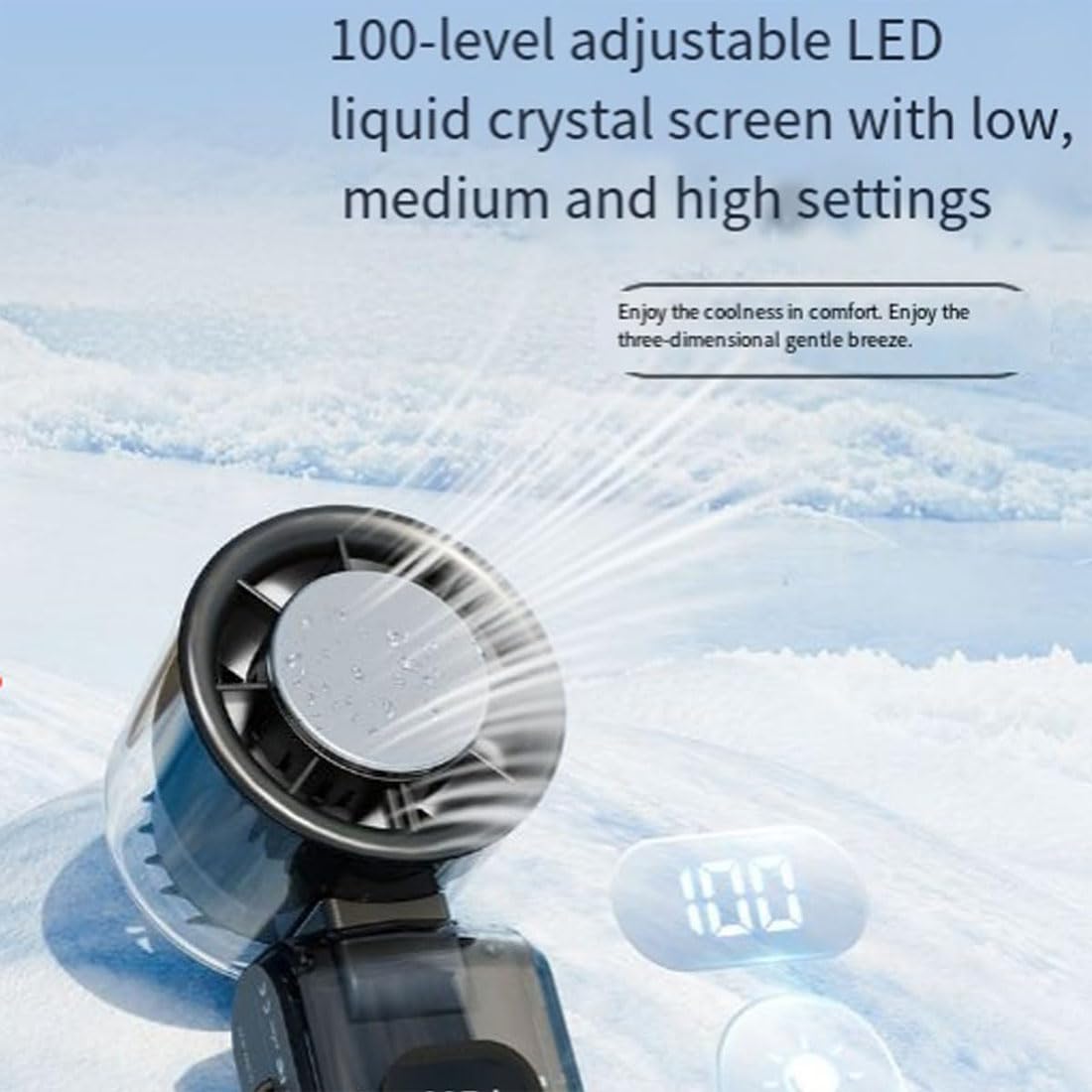 SYLKXE High Power Handheld Fan with Ice Cooler and LED Display, 5000mAh Rechargeable Battery, 6-Speed Turbo Cooling Fan, Portable Travel Essentials