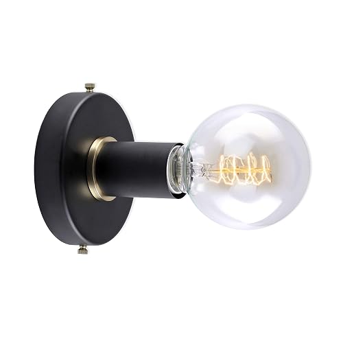 BRIGHTTIA Matte Black Simple Ring Wall Sconce Light - Modern Minimalist Bathroom Vanity and Hallway Lighting - Mid Century Industrial Exposed Bulb