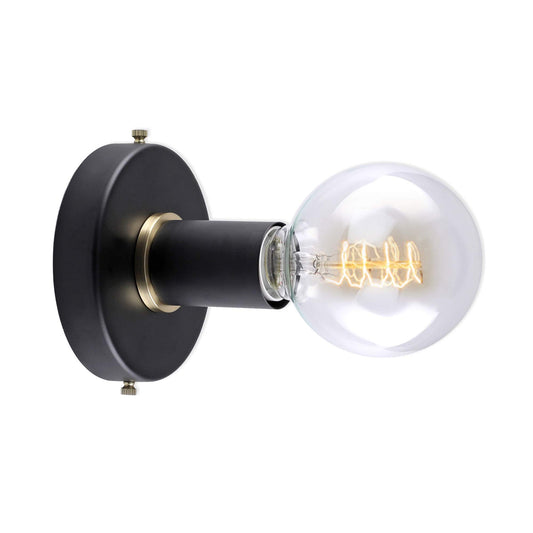 BRIGHTTIA Matte Black Simple Ring Wall Sconce Light - Modern Minimalist Bathroom Vanity and Hallway Lighting - Mid Century Industrial Exposed Bulb