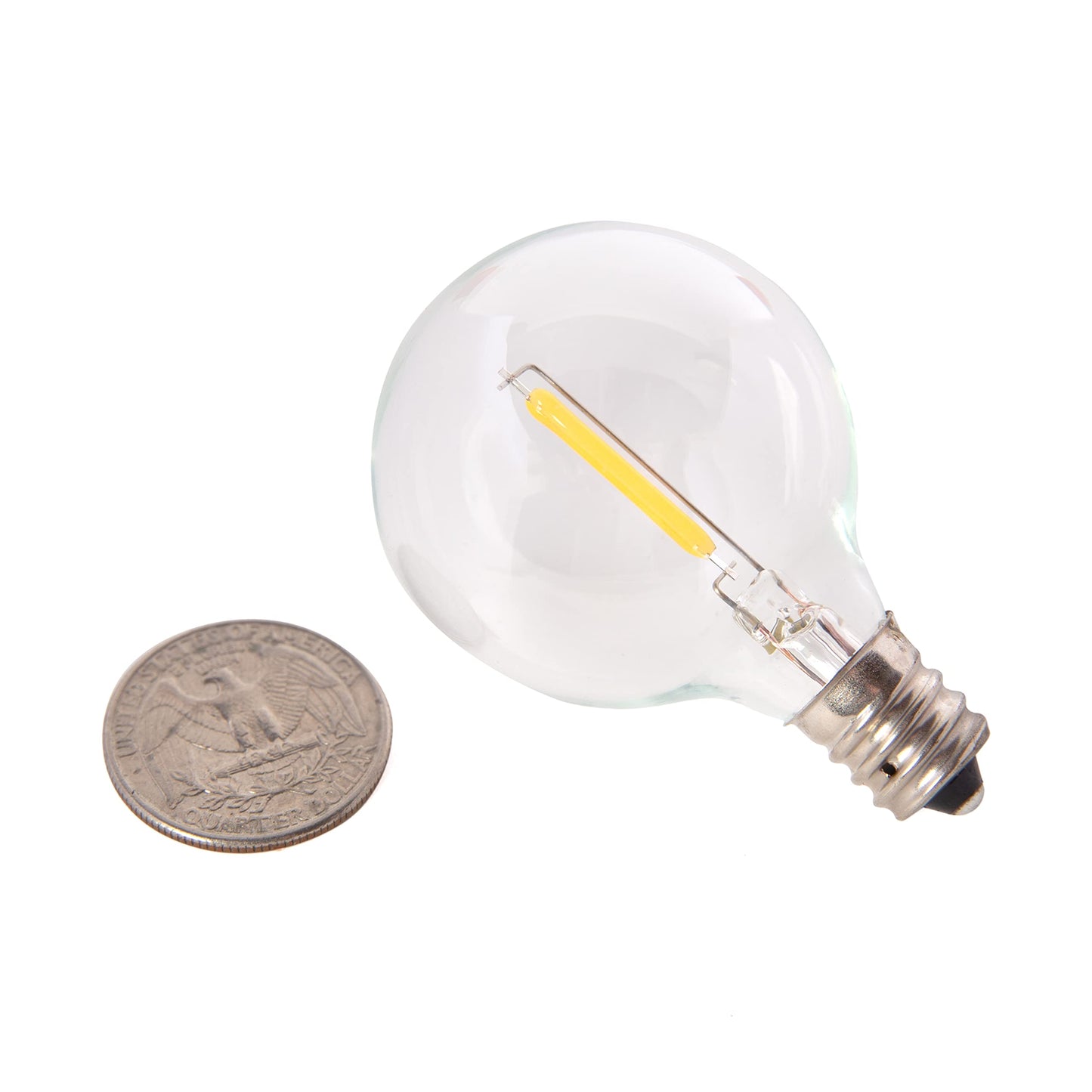 Creative Hobbies Clear LED Globe G40 Replacement Bulbs for Outdoor String Lights - 0.7W 120V Fit E12 Candelabra Screw Base Light Sockets, 1.5 Inch