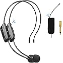HUACAM 2.4G Wireless Microphone System for Two People, 165 ft Long Range, Stable Transmission, Portable Headset Microphone for Voice Amplifier, PA