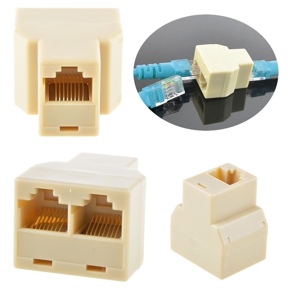 MaxLLTo RJ45 CAT5 6 Ethernet Cable LAN Port 1 to 2 Socket Splitter Connector Adapter PC