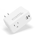 Plugable Outlet Extender with USB-C & USB-A Fast Charging - Wall Charger Block for iPhone 15/16. Pass-Through Design, Travel & Office