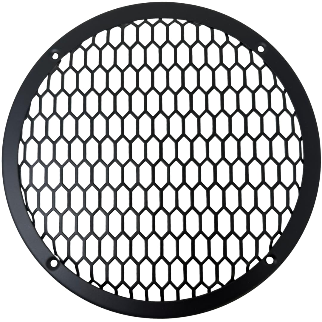 BassRockers 8" Metal Speaker Grill Cover HeavyDuty HexMesh Protective Grill Guard 8" Car Audio Speakers/Subwoofers, Universal Fit, Matte Black, 4-Hole