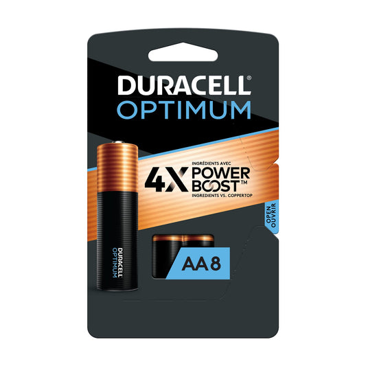 Duracell Optimum AA Batteries with Power Boost Ingredients, 8 Count Pack Double A Battery with Long-lasting Power, All-Purpose Alkaline AA Battery…