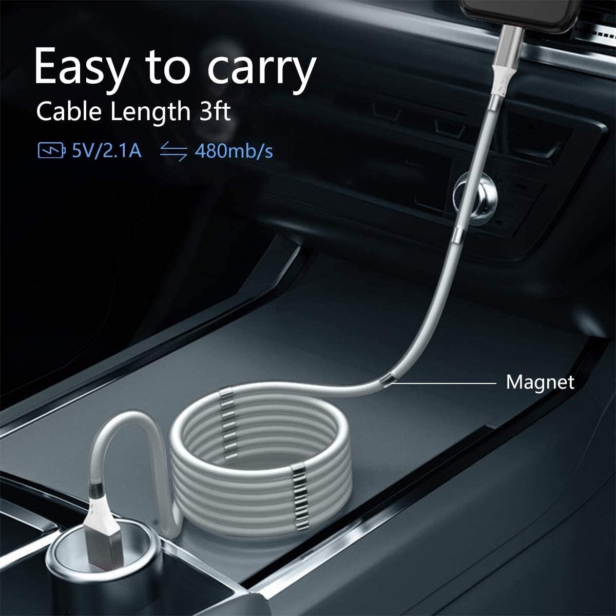 Magnetic Charging Cable,(3FT) Super Organized Charging Magnetic Absorption Nano Data Cable for Phone 14 13 12 11/XS/XS Max/XR/X/8/8 Plus/7/7…