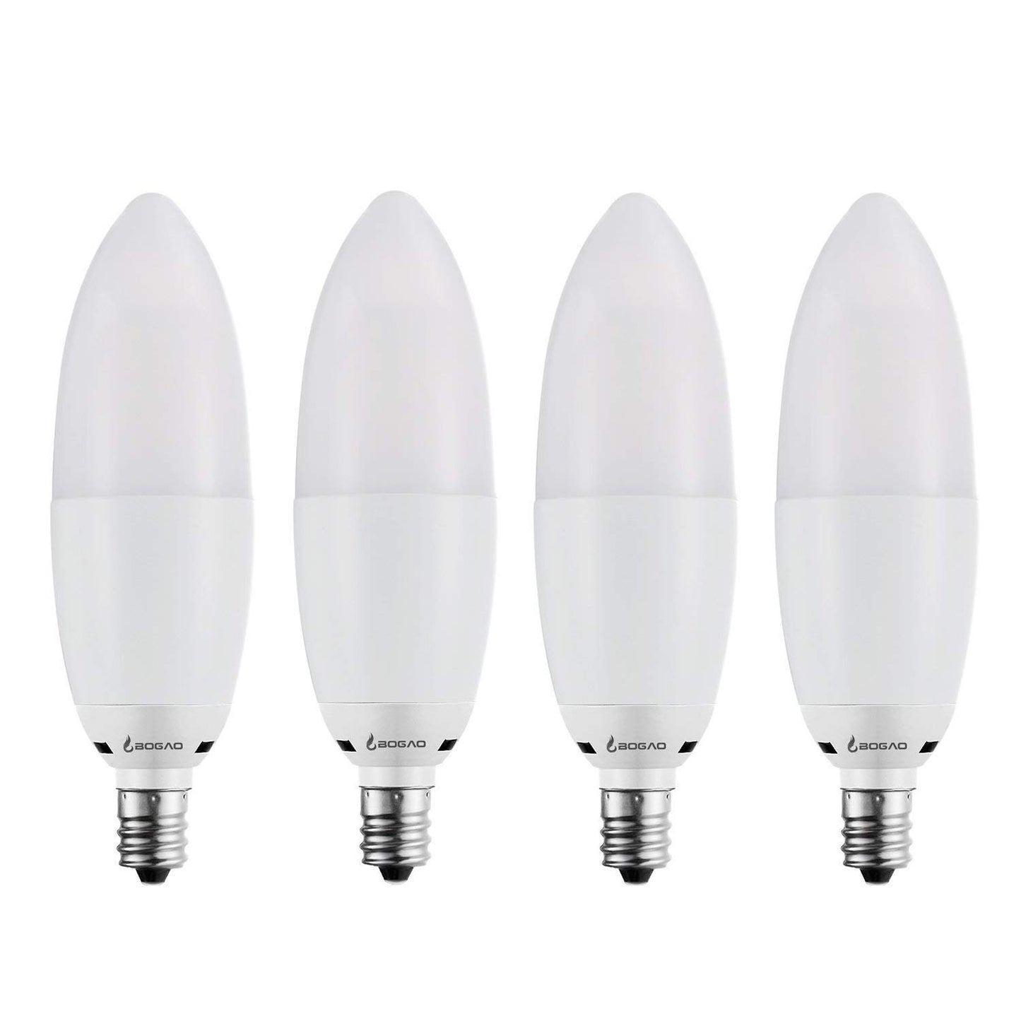 BOGAO LED Candelabra Bulb, 12W 6000K LED Candle Bulbs, 85-100W Equivalent, E12 Base, 1200 Lumens, Torpedo Shape (4 Pack 6000K RB)