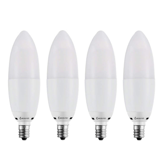 BOGAO LED Candelabra Bulb, 12W 6000K LED Candle Bulbs, 85-100W Equivalent, E12 Base, 1200 Lumens, Torpedo Shape (4 Pack 6000K RB)