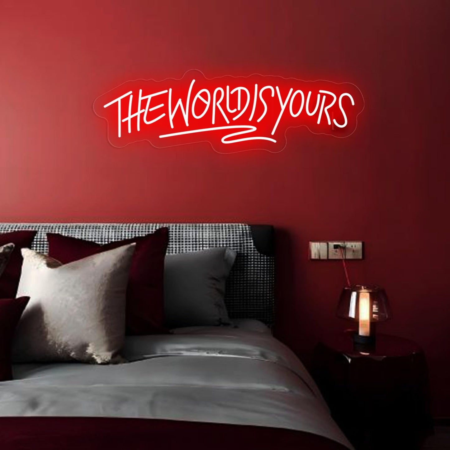 The World is Yours Neon Sign Dimmable World Yours LED Sign for Wall Decor USB Powered Neon Light for Man Cave Home Bar Bistro Club Cafe Wedding Game