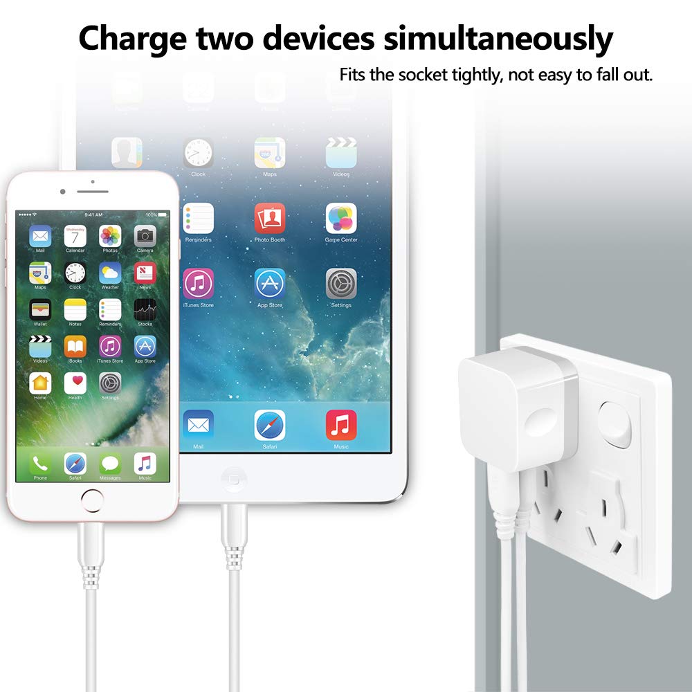 Dual USB Wall Charger, 2Pack 2.4A Double USB Wall Plug iPhone Fast Charger Block Box Brick Adapter for iPhone 17 16 15 14 13 12 Pro Max XS X 8 Plus