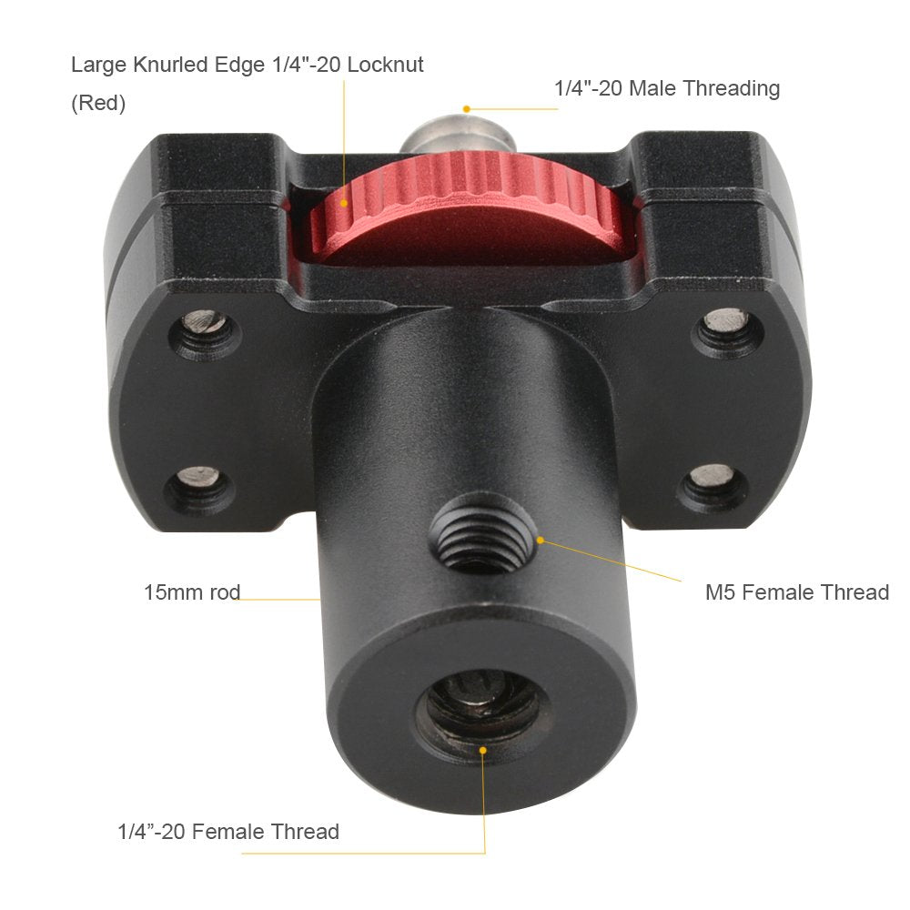 CAMVATE 15mm Micro Rod Mount with Large Knurled Edge 1/4"-20 Screw