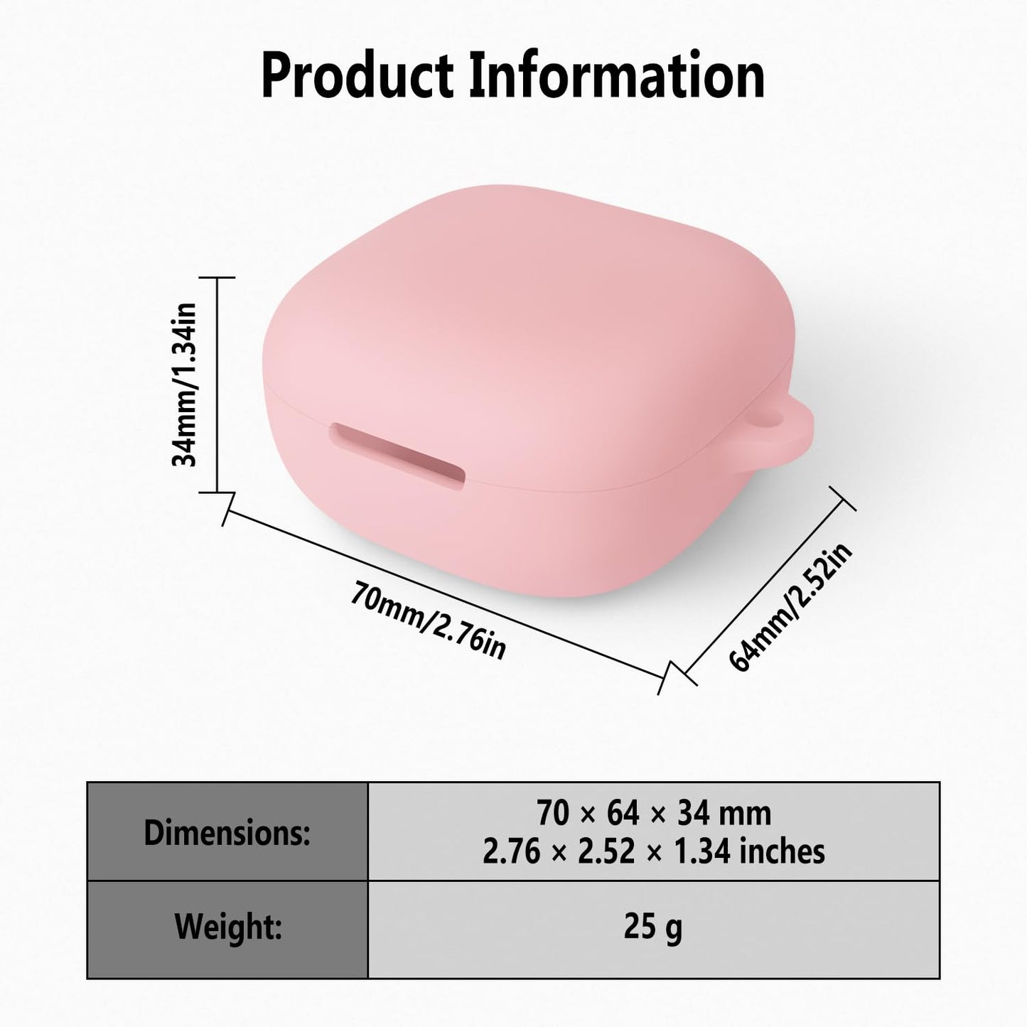 Geiomoo Silicone Cover for Anker Soundcore P31i Case, Anker Soundcore R60i NC Case, Soft Flexible Scratch Resistant Protective with Carabiner (Pink)