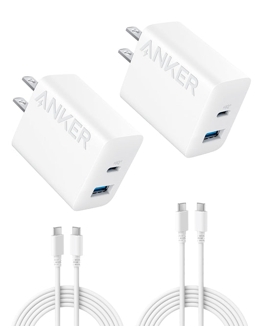 Anker iPhone Charger, 2-Pack 20W Fast USB C Charger Block, Type C Charger Fast Charging for iPhone 17/17 Pro Max/16 Series/iPad Pro and More (White, 2