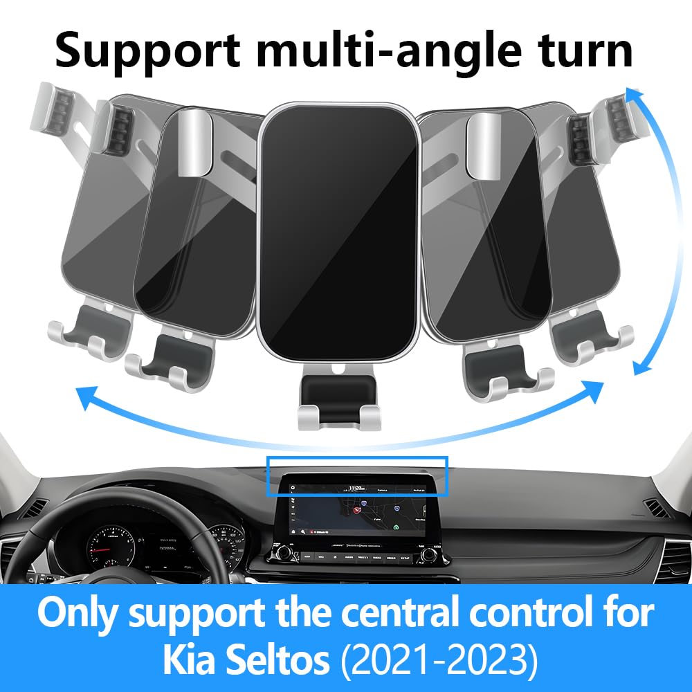 LUNQIN Car Phone Holder for Kia Seltos 2021 2022 2023 Auto Interior Accessories Best Cell Phones Mount Cellphone Mobile Cradle Charging Navigation