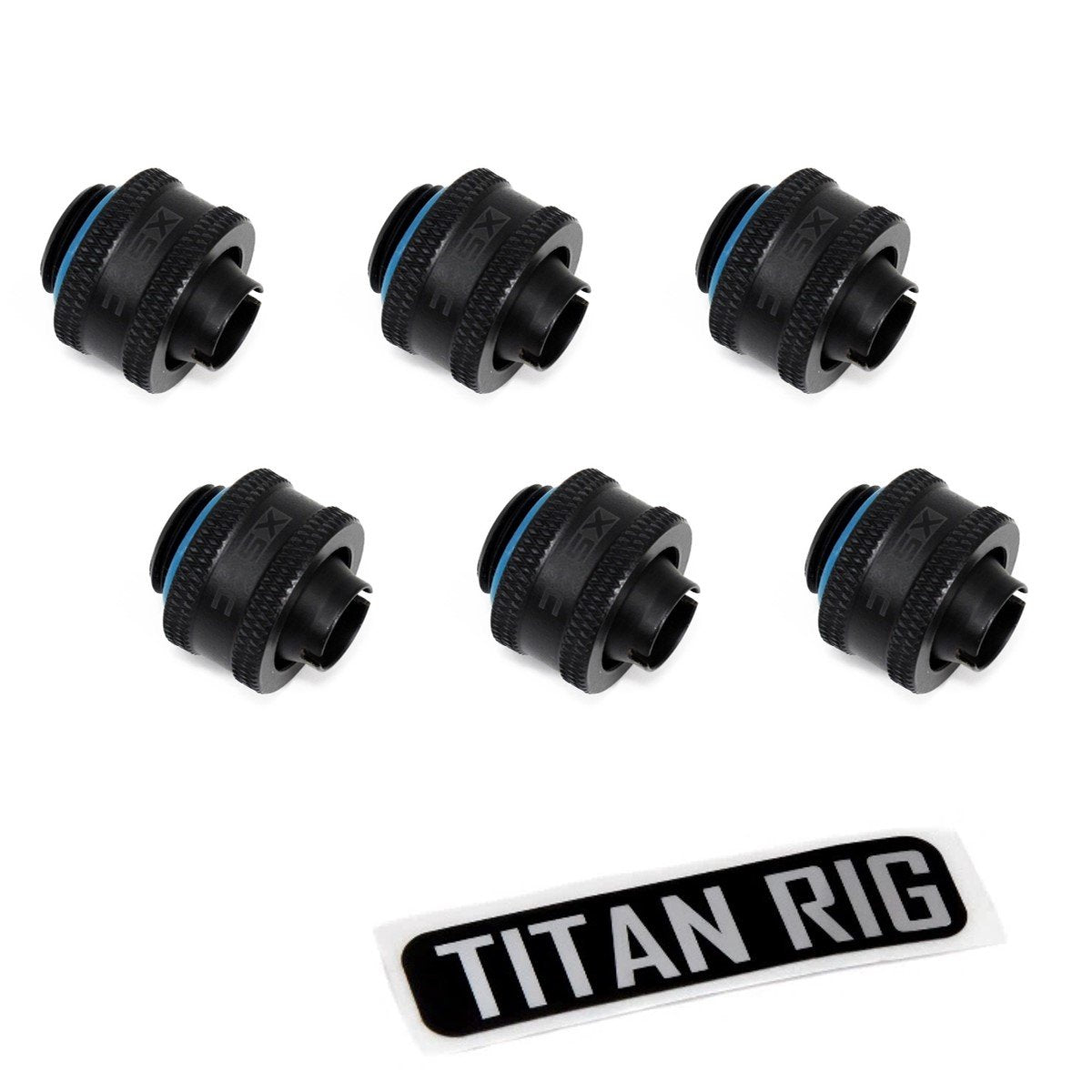 XSPC G1/4" to 3/8" ID, 1/2" OD Compression Fitting V2 for Soft Tubing, Matte Black, 6-Pack
