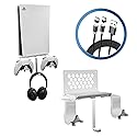 Hosanwell PS5 Wall Mount, PS5 Wall Mount Kit with 2 Detachable Controller Holder and Headphone Mount, Solid Metal with Accessories Easy