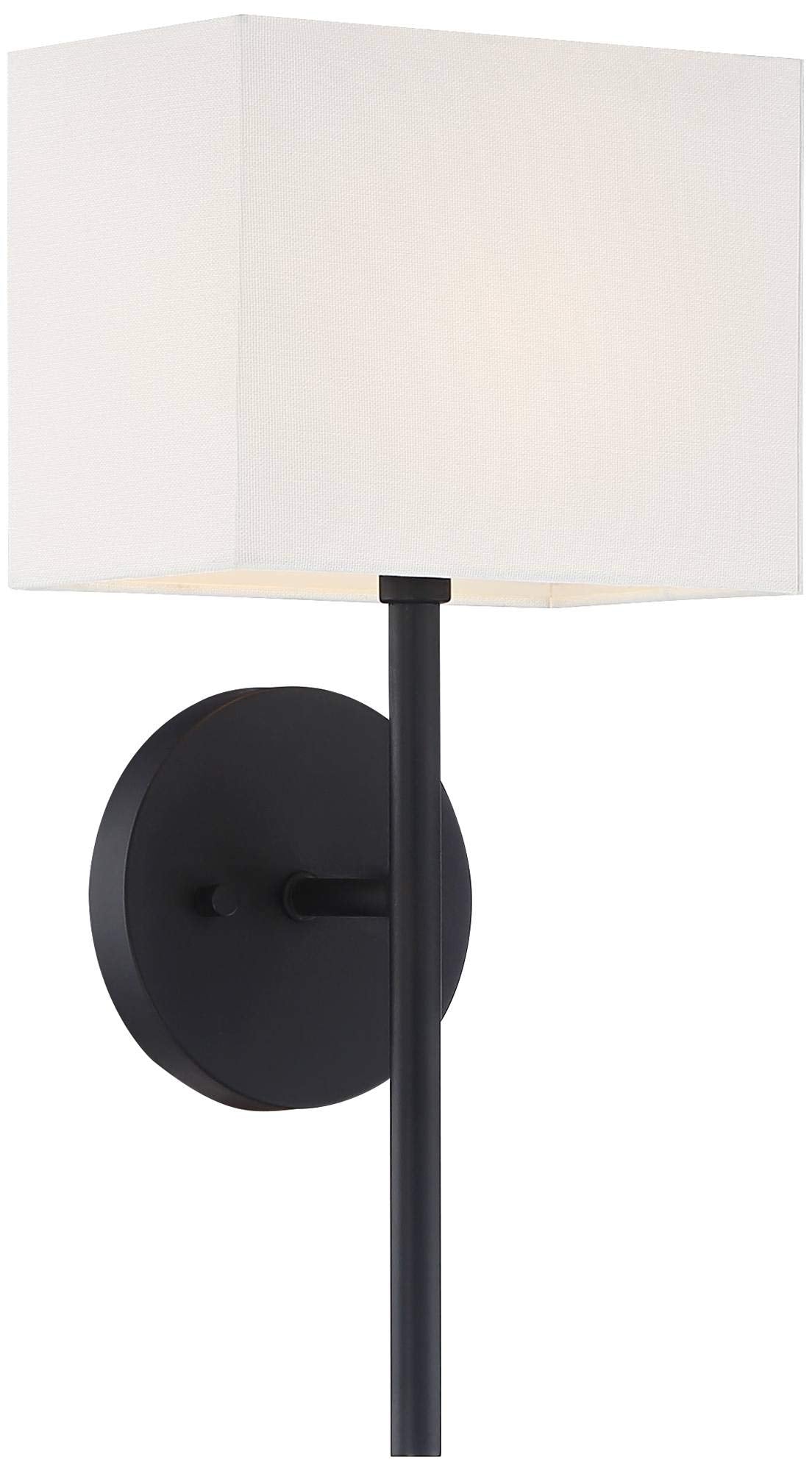 Possini Euro Design Favreau Modern Wall Sconce Lighting Black Hardwired 16 1/4" High Fixture Rectangular Linen Fabric Shade for Bedroom Bedside Living