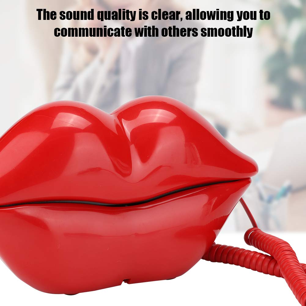 Lip Telephone, Advanced Home Telephone, Interesting Corded Mouth Lip-Shaped Telephone, Funny Red Lip Plastic Telephone, Wire Phone Home Decoration