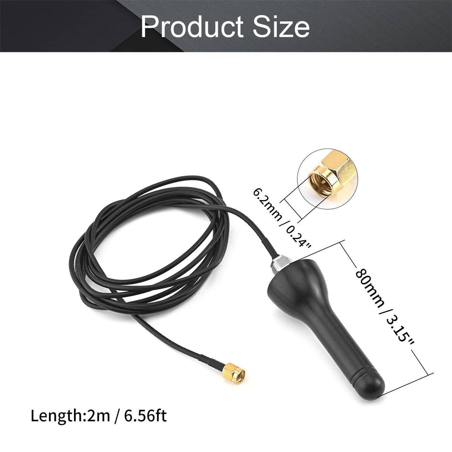 Othmro 433 MHz, 3.14 Inches Antenna with Magnetic Base and Male SMA Connector - Impedance 50 Ohms 1pcs