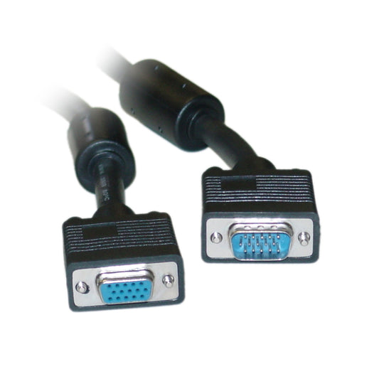ACL 3 Feet HD15 Male to HD15 Female SVGA Extension Cable with Ferrite Bead, Coaxial Construction, Double Shielded, Black, 1 Pack