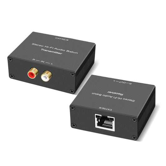 Y.D.F Hi-Fi Audio Balun, 1 Pair Stereo RCA to Stereo AV Audio Extender Stereo Analog Audio Extender, Stereo RCA Audio Extender Over Cat5e/Cat 6/Cat7