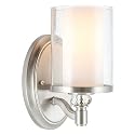 Kira Home Victoria 10" Modern Crystal Wall Sconce, Dual Glass Silver Wall Light with Seeded and Frosted Glass, Brushed Nickel Finish