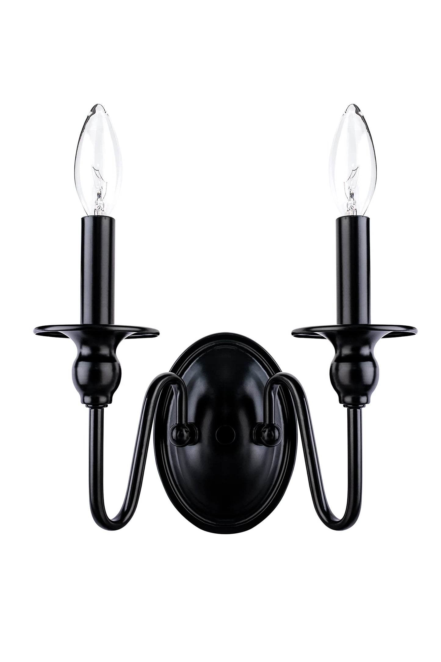 Aspen Creative 62710-01-2, 2 Lights Indoor Wall Fixture, 10-1/4" W x 7-3/8" H x 5-1/8" E, Matte Black Finish, Bulb Not Included