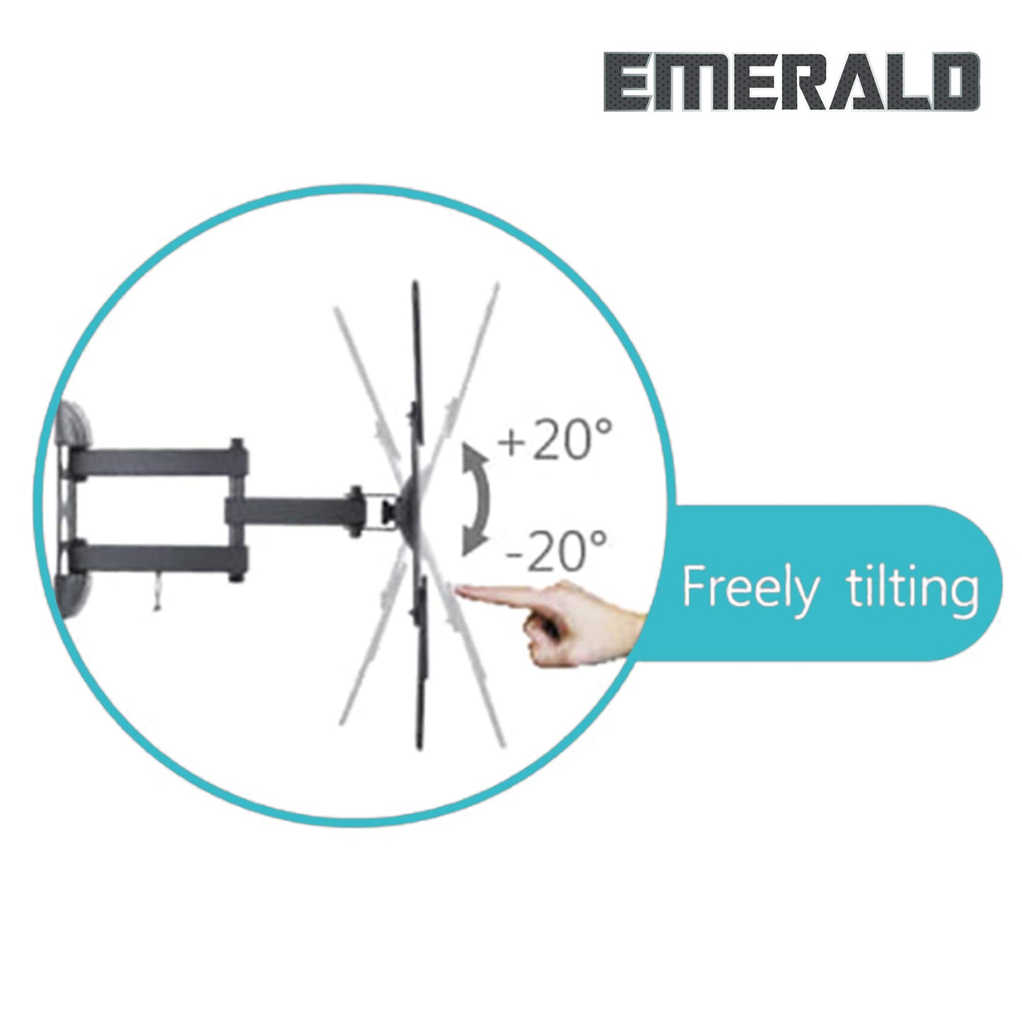 Emerald 8318 Full Motion TV Wall Mount which Pannels, Articulates and Tilts - for Flat and Curved TVs 17-55 inches,
