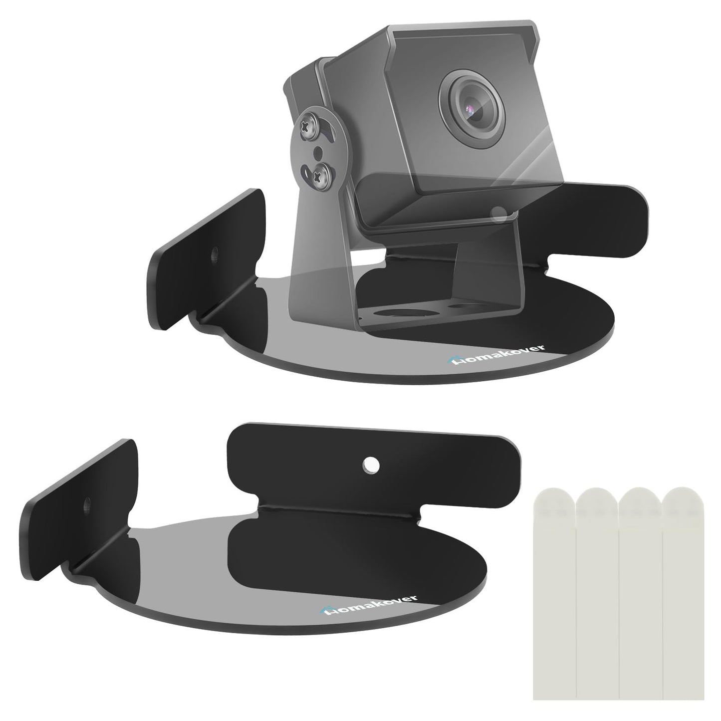 2 Pack Acrylic Mini Circular Corner Shelf Mount for Security Cameras, Baby Monitors, Plants & More, Universal Cam Holder, Easy to Install, Screwless