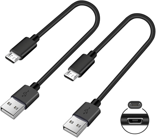 Short Micro USB Cable,2-Pack USB A Male to Micro B Android Phone Charger for Fire Stick,Roku TV Streaming Stick,Power Bank,Chromecast,PS4