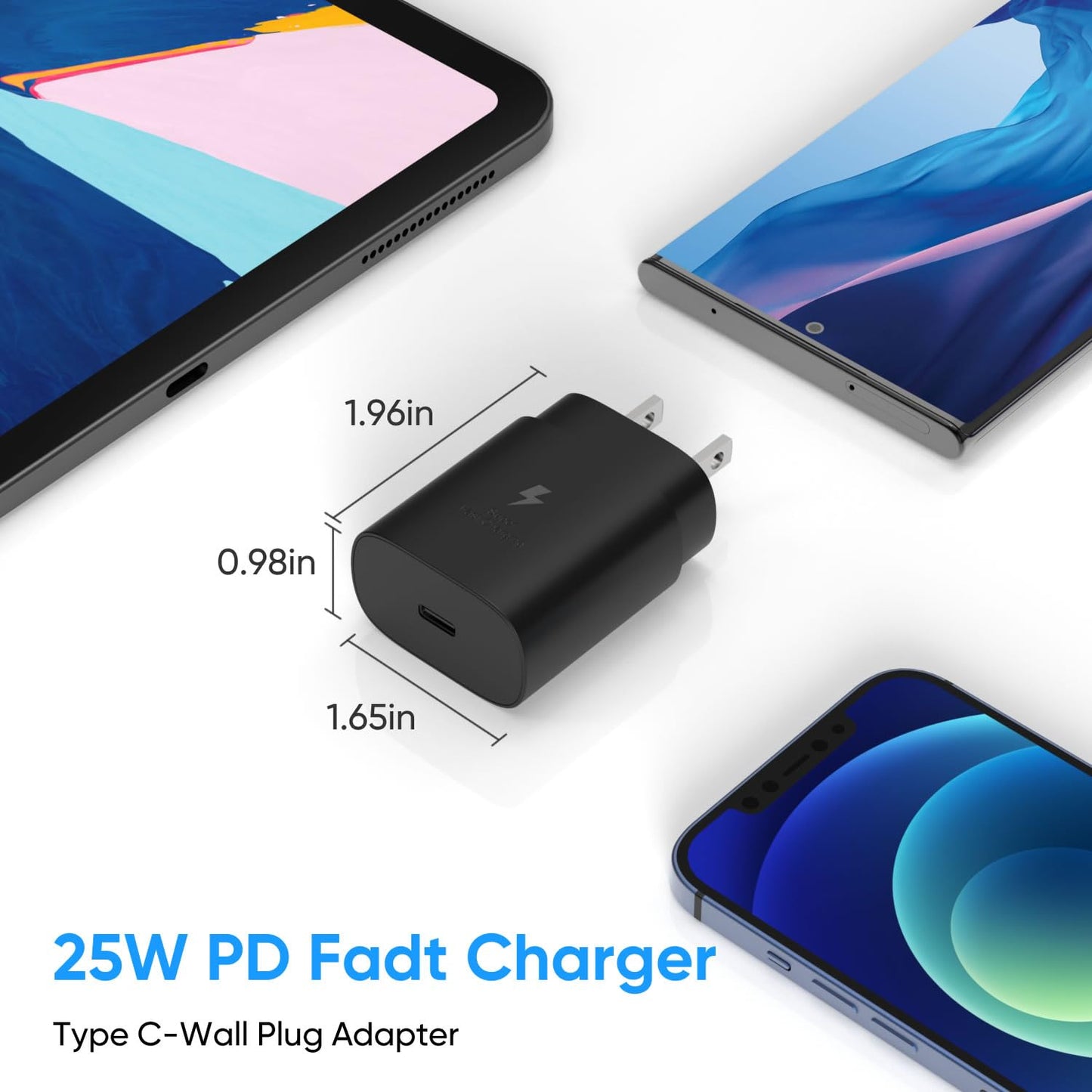 USB C Charger Block, 25W USBC Super Fast Charging Adapter for Samsung Galaxy S25 S24 Ultra S23 S22 S21 S20 Note20 / iPhone 17 16 15 14 13 Pro Max