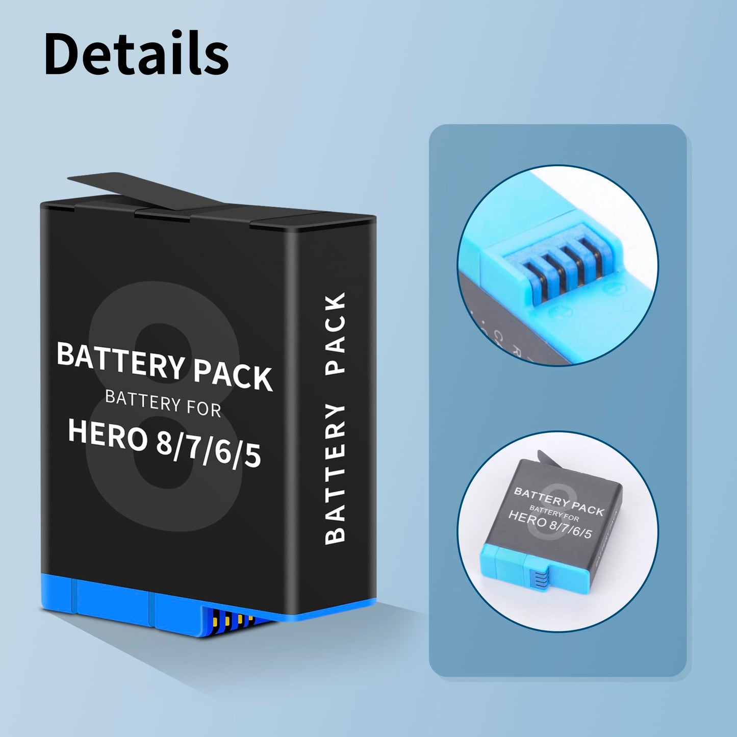 2-Pack Battery Charger for Hero 8/7/6/5 and 3-Channel Fast Charger Case, Fully Compatible with Hero 8, Hero 7, Hero 6 Black Camera Upgrade Battery
