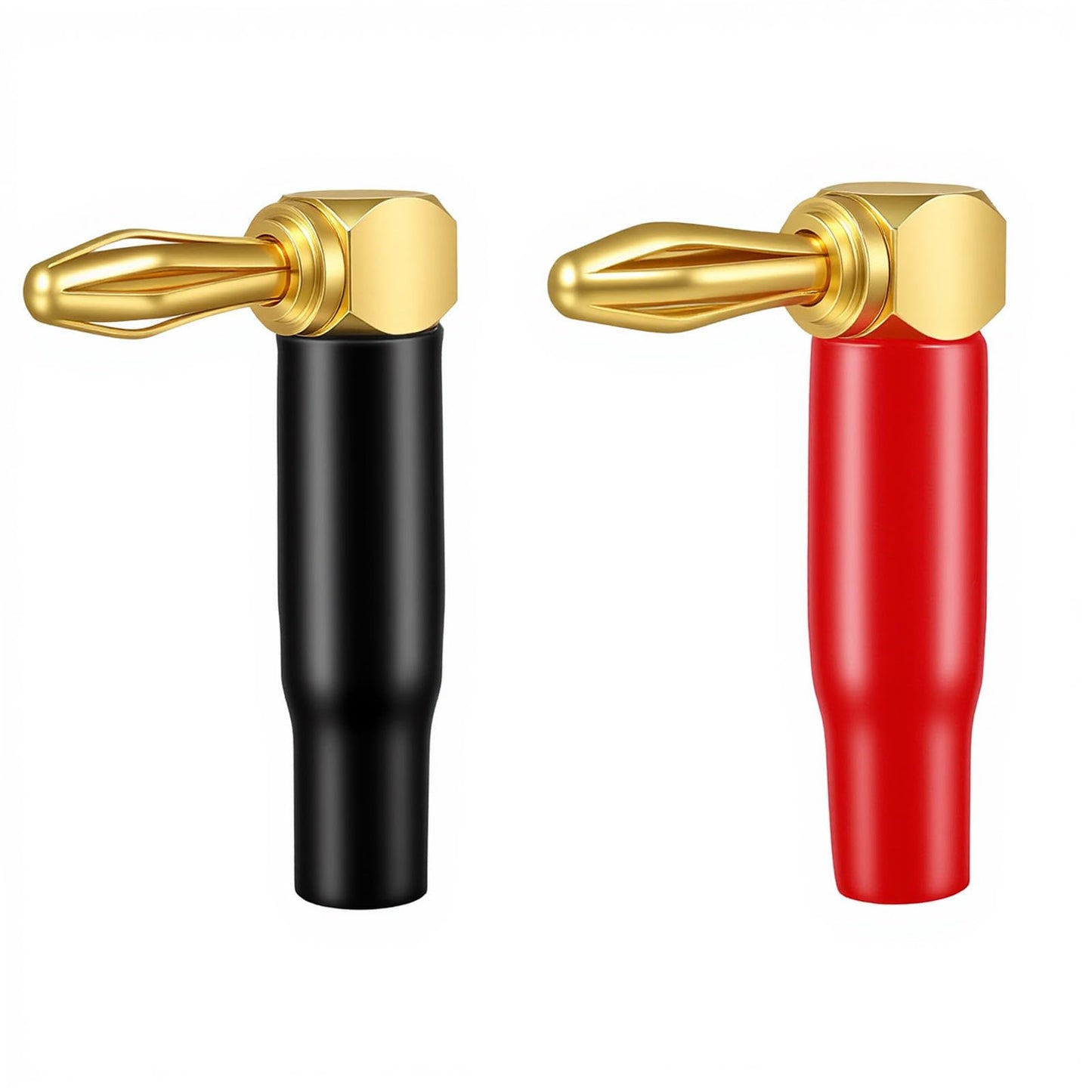 10Pcs 4mm Banana Plugs 90 Degree Right Angle Speaker Connectors 24K Gold Plated Durable Audio Cable Terminals Speaker Connectors for Home Theater