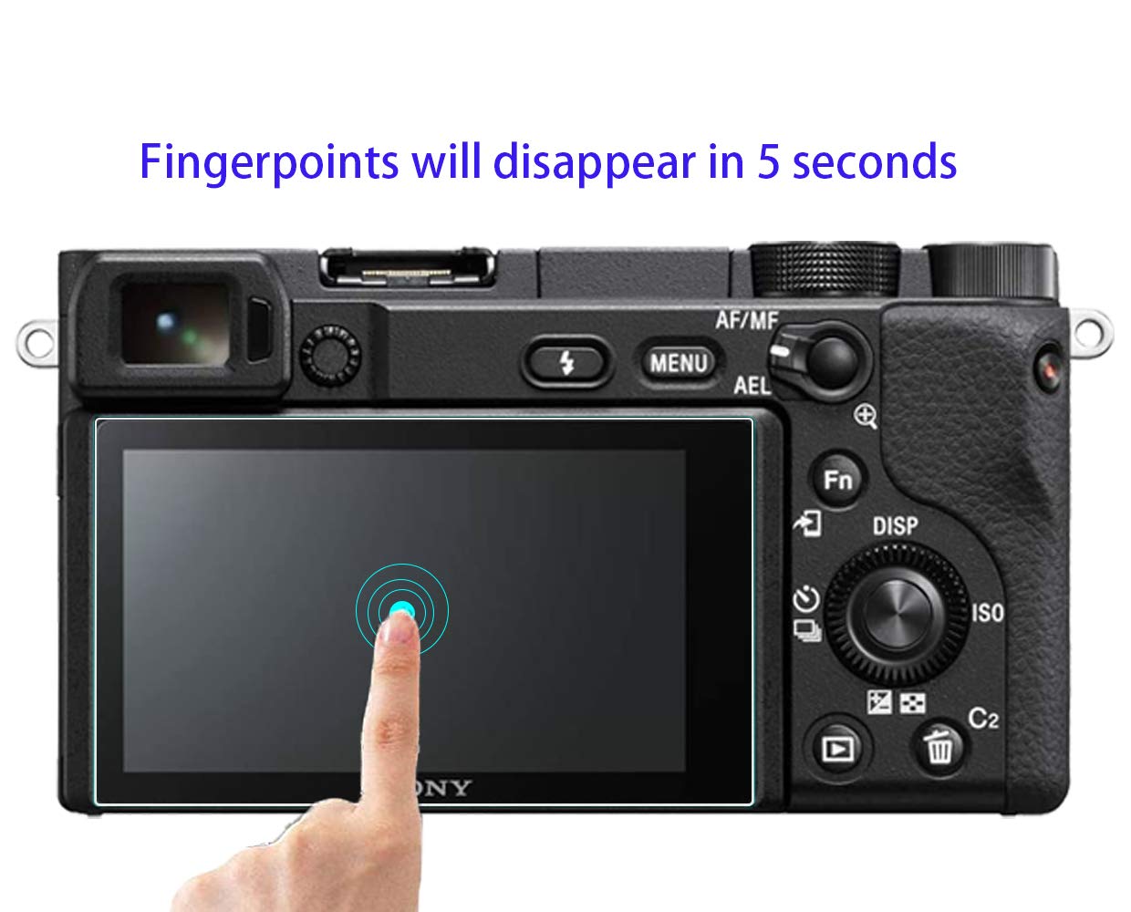 HUIPUXIANG Screen Protector for Sony Alpha A6000 A6100 A6300 A6400 A6600 A5000 Camera with Hot Shoe Cover,0.3mm High Definition 9H Hardness Optical