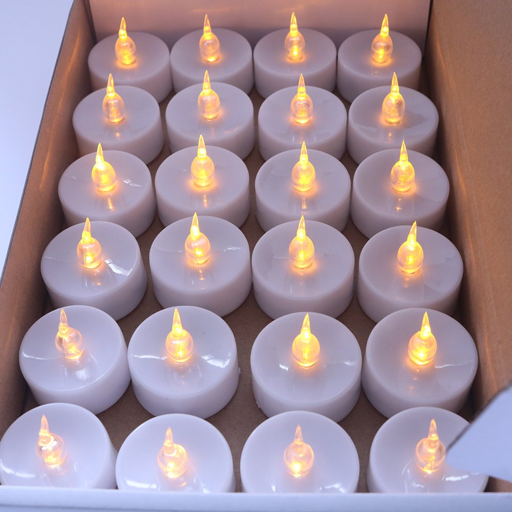 Cozeyat 12pcs Tea Lights Led Timer 6 Hours Battery Operated Mini Candles, Long Lasting Timed Tealights Flickering Yellow for Wedding Reception