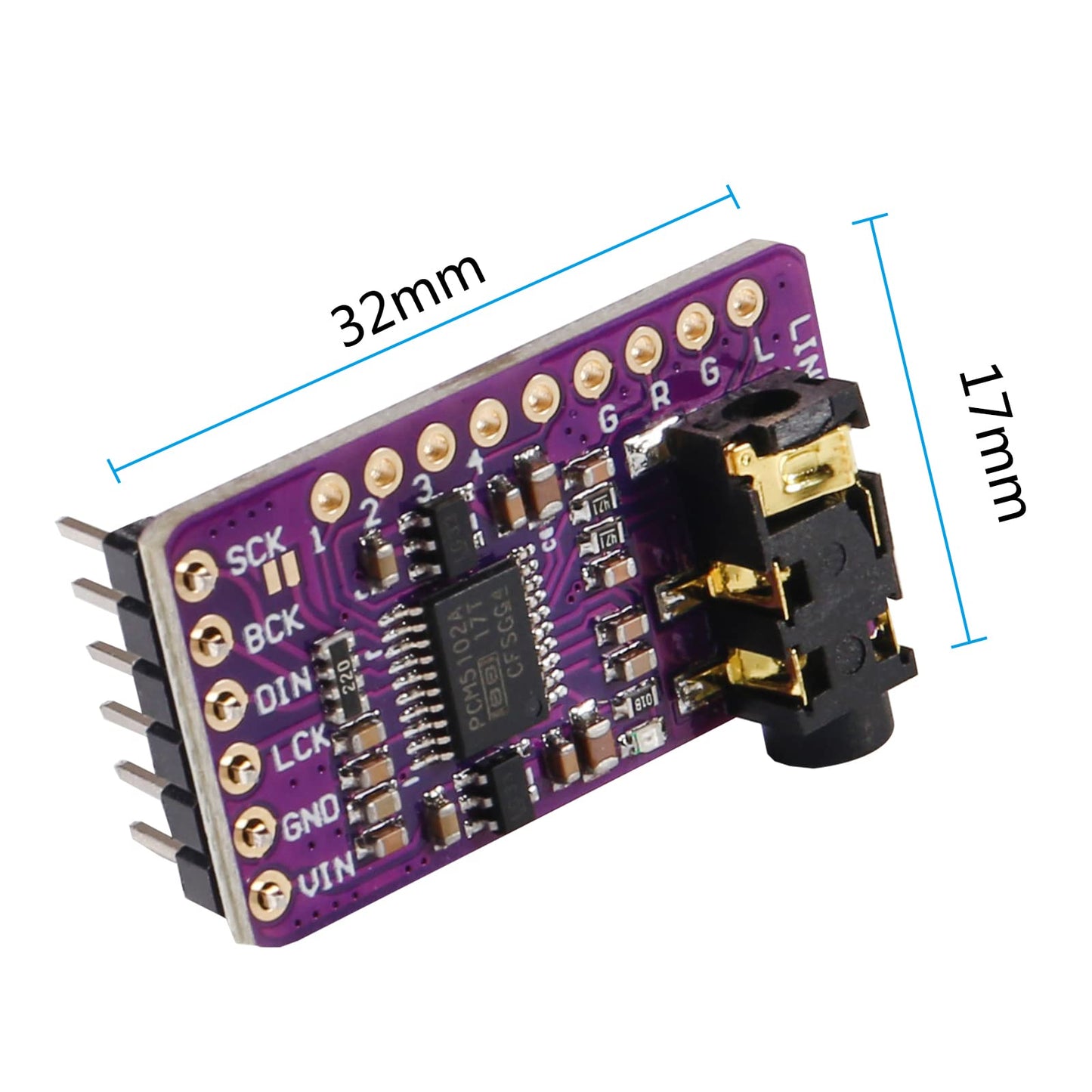 QCCAN Interface I2S PCM5102A DAC Decoder GY-PCM5102 I2S Player Module pHAT Format Board Digital PCM5102 Audio Board for Raspberry Pi