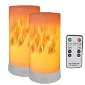 QLEE 2 Pack Led Flame Effect Lantern Light Usb Rechargeable Flameless Candle 4 Modes Remoted Flickering Flame Effect Mood Light Flameless For Holiday