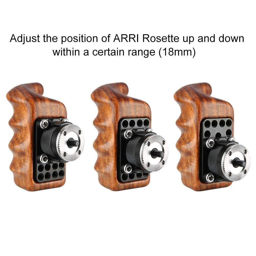 NICEYRIG Wooden Handle Grip with Rosette Mount (Right Side) Applicable for Nikon Panasonic Canon Camera Cage Rig, Shoulder Mount Support Rig