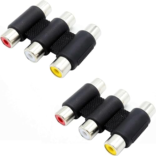 ZXUEZHENG 2 Pack RCA Female to Female Coupler,Triple Coupler, Barrel Connectors, Stereo Audio Video Cable Adapter Coupler Panel Mount?3 Female