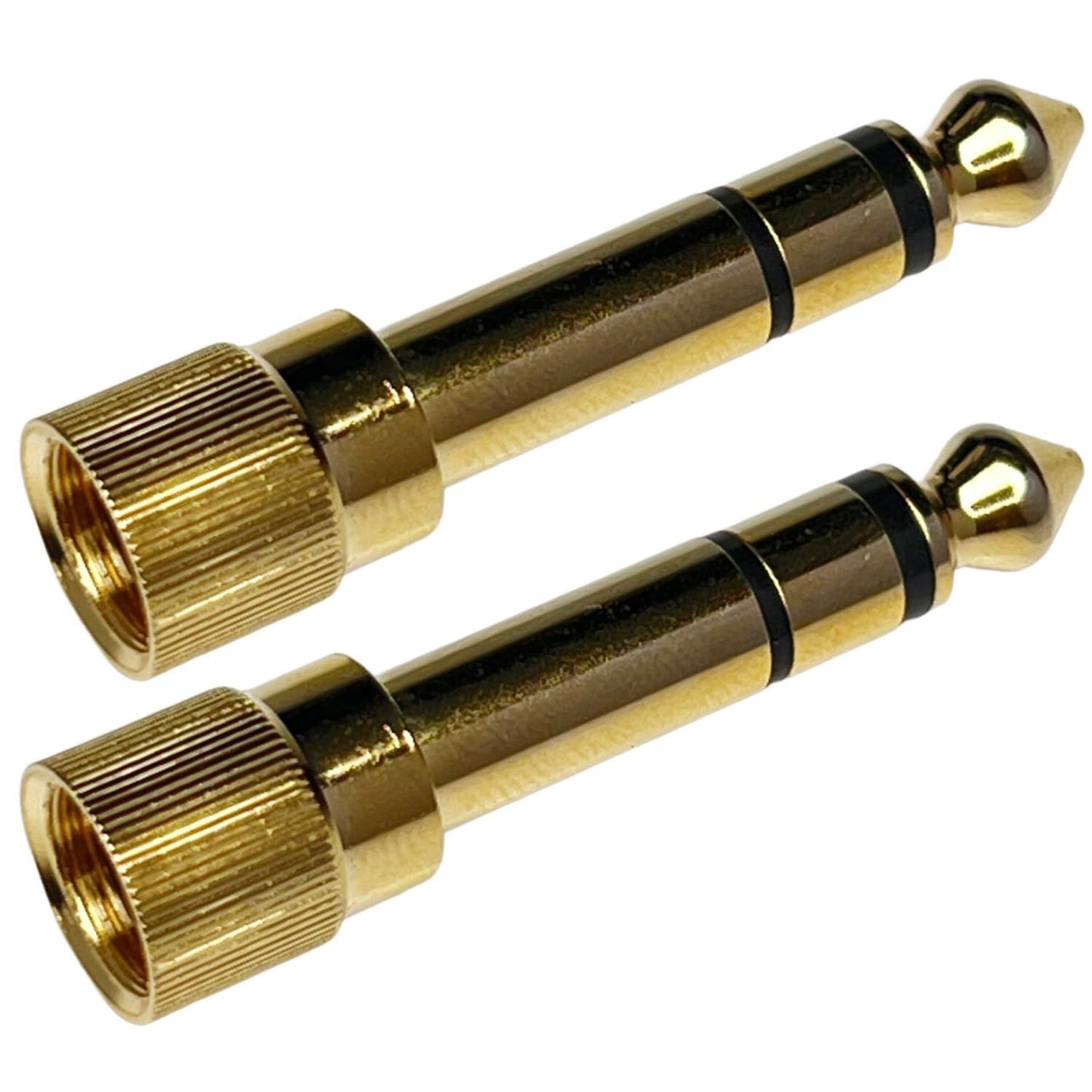 CESS 2-Pack 1/4" Stereo Phone Screw-On Adapter - Male 1/8" to Male 1/4" - 3.5mm Stereo to 6.35mm Stereo