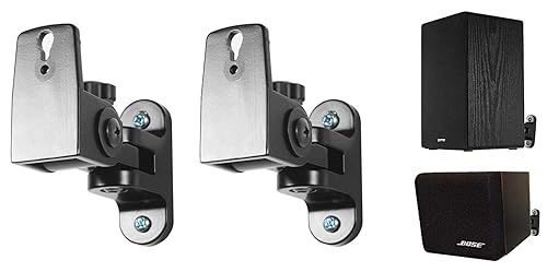 Rockville Pair RHSB4 Wall Mount Swivel Satellite/Bookshelf Speaker Brackets, 33 lbs Capacity, 90-Degree Swivel, 60-Degree Tilt, for Home Theater